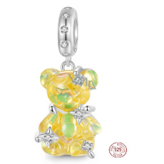 Charm Sterlingsilber 925 Bär gelber fantastischer Traum, Anhänger für Armband Tier Charm Sterlingsilber 925 Bär gelber fantastischer Traum, Anhänger für Armband Tier