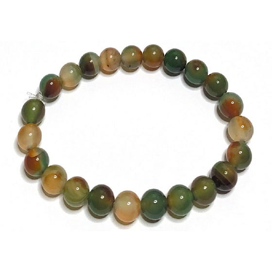 Achat Pfauenarmband elastisch Naturstein, Kugel 8 mm / 16 - 17 cm