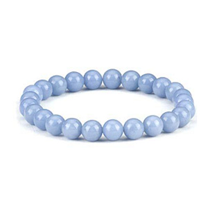 Angelit blau Armband elastisch Naturstein, Kugel 8 mm / 16-17 cm, Stein, Frieden des Geistes
