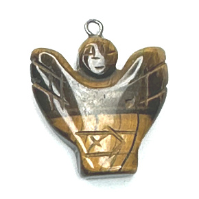 Tiger um Engel, Engelsflügel Anhänger Naturstein handgeschliffen 25 x 21 x 5 mm, Stein der Sonne und Erde, bringt Glück und Reichtum