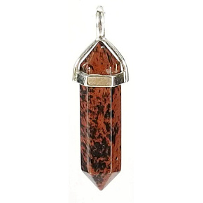 Obsidian Mahagoni Pendel Sechseck-Anhänger Naturstein 41 x 13 mm, Stein der Erlösung