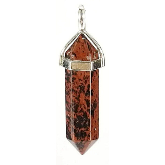 Obsidian Mahagoni Pendel Sechseck-Anhänger Naturstein 41 x 13 mm, Stein der Erlösung