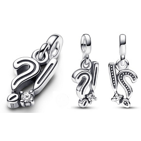 Charms Sterling Silber 925 Ausrufezeichen und Fragezeichen - Mini Medaillon, Armband Anhänger Charms Sterling Silber 925 Ausrufezeichen und Fragezeichen - Mini Medaillon, Armband Anhänger