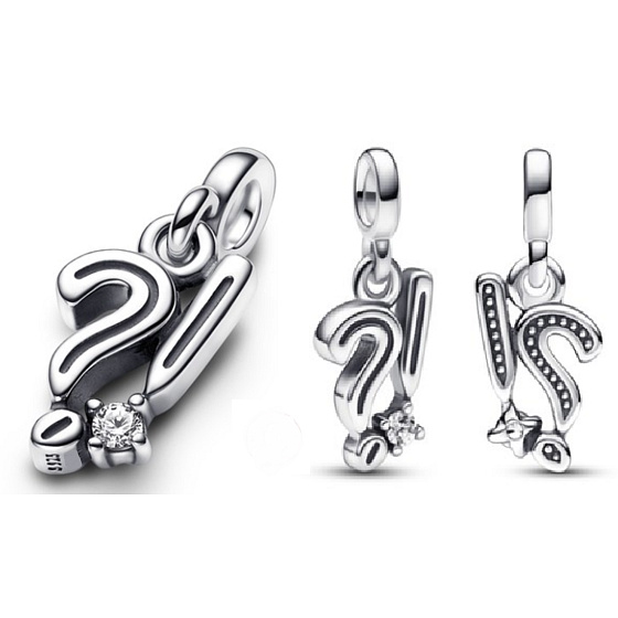 Charms Sterling Silber 925 Ausrufezeichen und Fragezeichen - Mini Medaillon, Armband Anhänger