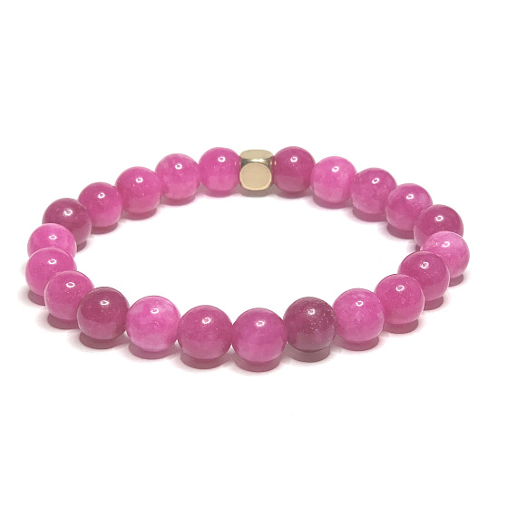 Turmalin Rubelit rosa Armband elastisch Naturstein, Kugel 8 mm / 16-17 cm, Wächter der guten Laune