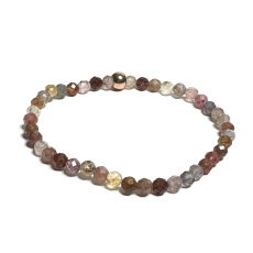 Spinellfarbenes Facettenarmband elastischer Naturstein 4 mm / 16 - 17 cm