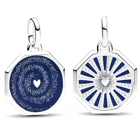 Charms Sterling Silber 925 Galaxie Herz - Mini Medaillon, Armband Anhänger Universum Charms Sterling Silber 925 Galaxie Herz - Mini Medaillon, Armband Anhänger Universum