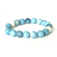 Larimar Armband elastisch Naturstein, Kugel 9 - 10 mm / 16 - 17 cm, Frieden - Gelassenheit