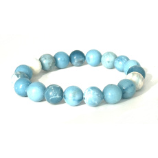 Larimar Armband elastisch Naturstein, Kugel 9 - 10 mm / 16 - 17 cm, Frieden - Gelassenheit