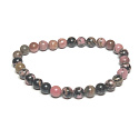 Rhodonit dunkler Armband elastischer Naturstein, Kugel 6 mm / 16 - 17 cm, Stein der Vergebung