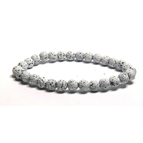 Lava weiß Armband elastischen Naturstein, Kugel 6 mm / 16-17 cm, der vier Elemente geboren