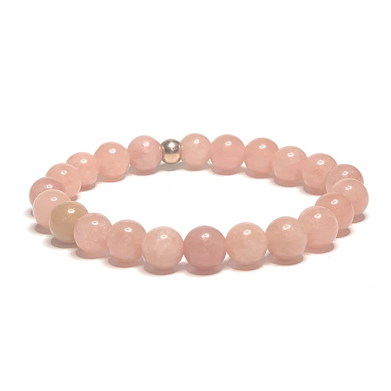 Turmalin-Lachs-Armband elastischer Naturstein, Kugel 8 mm / 16-17 cm, Hüter der guten Laune