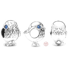 Sterling Silber 925 Vogel mit blauem Zirkonia, Perle auf Armband Tier