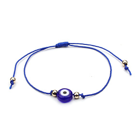 Blaues Auge Armband String blau, verstellbare Größe
