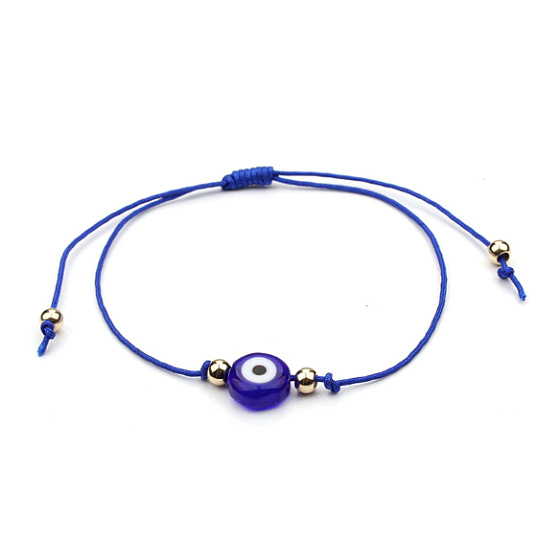 Blaues Auge Armband String blau, verstellbare Größe