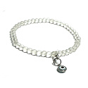 Kristall matt + Blue Eye abnehmbarer Anhänger, Armband elastisch Naturstein, Kugel 4 mm / 16 - 17 cm, Stein Steine