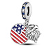 Sterling Silber 925 USA Flagge + Adler, 2in1 Reisearmband Anhänger