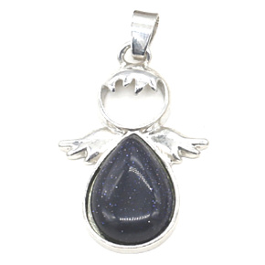 Goldstein blau Avanturin Engel Schutzengel Anhänger 3,5 x 2,5 mm, Stein des Ehrgeizes