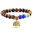 Chakra-Armband Lebensbaum + Tigerauge, elastischer Naturstein 8 mm / 16 - 17 cm