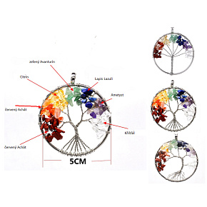 7 Chakren Baum des Lebens Anhänger Naturstein, Heilung 5 cm