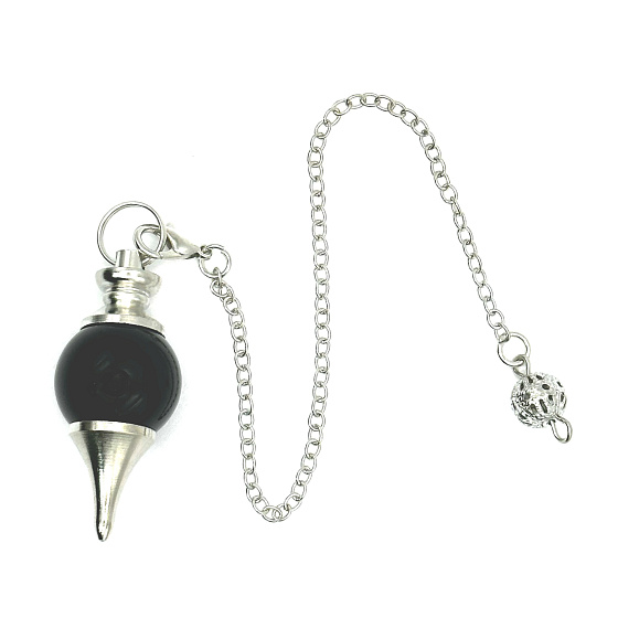 Obsidian Pendel Naturstein für Wünschelrutengänger, Weissagung runde Perle 2 cm x 4 cm, Stein des Heils