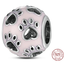 Charm Sterlingsilber 925 Pfoten, Herz, Perle für Haustierarmband