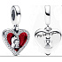 Charms Sterling Silber 925 Rotes Herz mit Schlüsselloch 2in1, Liebesarmband Anhänger