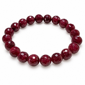 Facettiertes Rubin-Armband Königliches Feuer, Naturstein, Kugeln 10–10,8 mm / 16–17 cm | Armband der Leidenschaft, des Mutes und des Überflusses