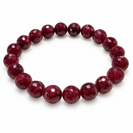 Facettiertes Rubin-Armband Königliches Feuer, Naturstein, Kugeln 10–10,8 mm / 16–17 cm | Armband der Leidenschaft, des Mutes und des Überflusses