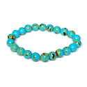 Tyrkenit blau Armband elastisch Naturstein, Perle 8 mm / 16-17 cm, Stein der jungen Menschen, auf der Suche nach einem Lebensziel