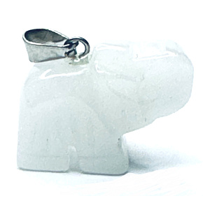 Quarz Elefant Anhänger Naturstein, handgeschliffene Figur 1,8 x 2,5 x 8 mm, der perfekte Heiler