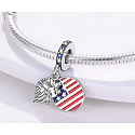 Sterling Silber 925 USA Flagge + Adler, 2in1 Reisearmband Anhänger