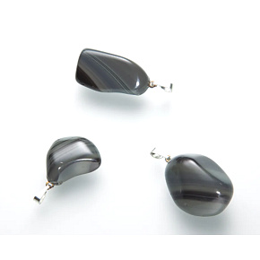 Obsidian Regenbogen Trommel Anhänger Naturstein, 2,2 - 3 cm, 1 Stück, Stein des Heils