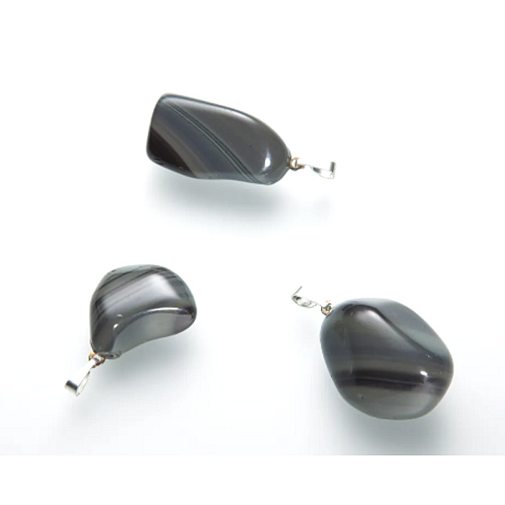 Obsidian Regenbogen Trommel Anhänger Naturstein, 2,2 - 3 cm, 1 Stück, Stein des Heils