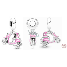 Charm Sterling Silber 925 Scooter - Motorrad in die Stadt rosa, Reise-Armband Anhänger Charm Sterling Silber 925 Scooter - Motorrad in die Stadt rosa, Reise-Armband Anhänger