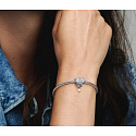 Charms Sterling Silber 925 Funkelnde Engelsflügel als Herz, Perle am Armband Symbol