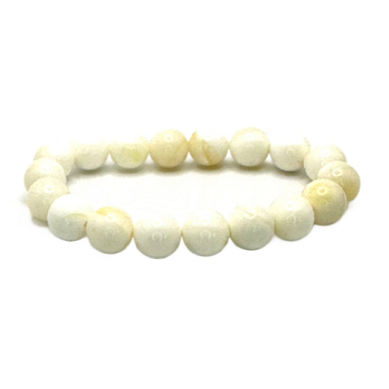 Elastisches Elfenbeinarmband aus natürlichem Elfenbein, Kugel 10 mm / 16 - 17 cm