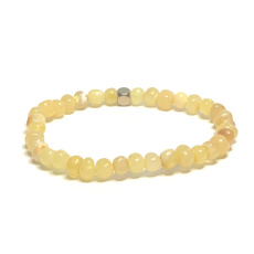 Bernstein Ostseegold elastisches Armband natur, Kugel unregelmäßig 5 mm / 16 - 17 cm, massiv Sonnenlicht