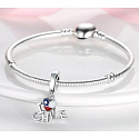 Charm Sterlingsilber 925 Chilenische Flagge Herz - Ich liebe Chile - I Love Chile, 2-in-1 Anhänger für Reise-Armband