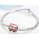 Sterling Silber 925 London roter Bus Perle auf Reise-Armband