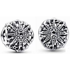 Charme Sterling Silber 925 Himmlische Schneeflocke, Perle für Armband Weihnachten