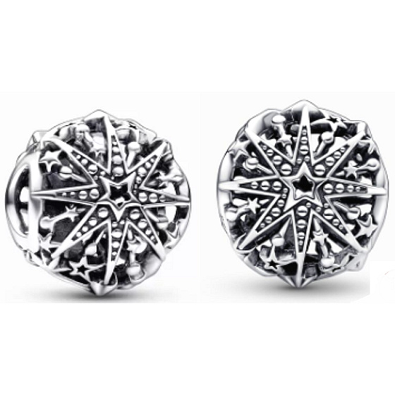 Charme Sterling Silber 925 Himmlische Schneeflocke, Perle für Armband Weihnachten