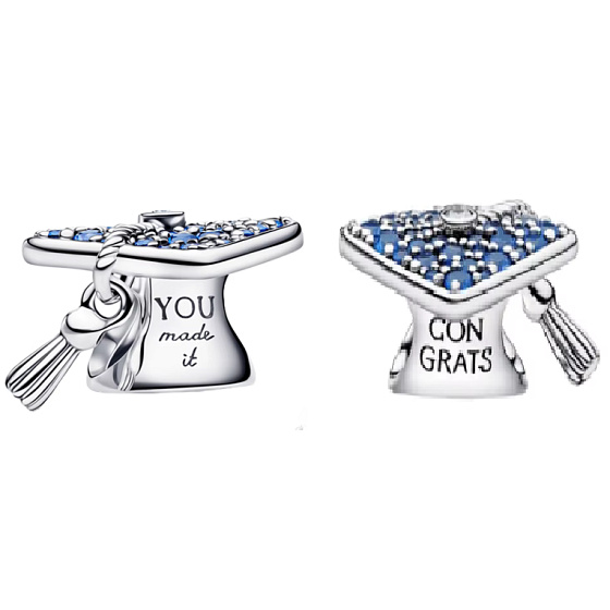 Charm YOU MADE IT – přívěsek na náramek, promoční čepice, symbol úspěchu a nových začátků, gradace