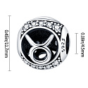 Stier, Sternzeichen, Silber + Zirkonia Armband-Anhänger, Kugel 9 mm 1 Stück