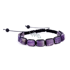 Amethyst-Armband Naturstein, handgestrickt, größenverstellbar, Stein der Könige und Bischöfe Amethyst-Armband Naturstein, handgestrickt, größenverstellbar, Stein der Könige und Bischöfe