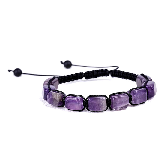 Amethyst-Armband Naturstein, handgestrickt, größenverstellbar, Stein der Könige und Bischöfe