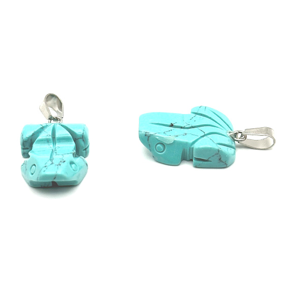 Tyrkenit / Howlit Frosch Glücksanhänger Naturstein ca. 20 x 15 mm, Stein für junge Leute, die ein Lebensziel suchen