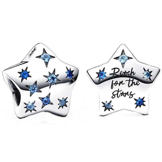 Charme Sterling Silber 925 Sparkling Sterne Perle auf Armband Universum