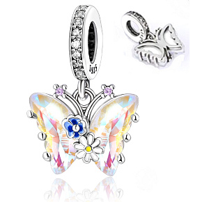 Charm Sterling Silber 925 Schmetterling - Blumen, Tier Armband Anhänger