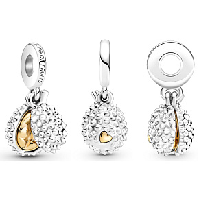 Sterling Silber 925 King of Fruits Durian aufklappbar, Anhänger für Armband, Essen und Trinken